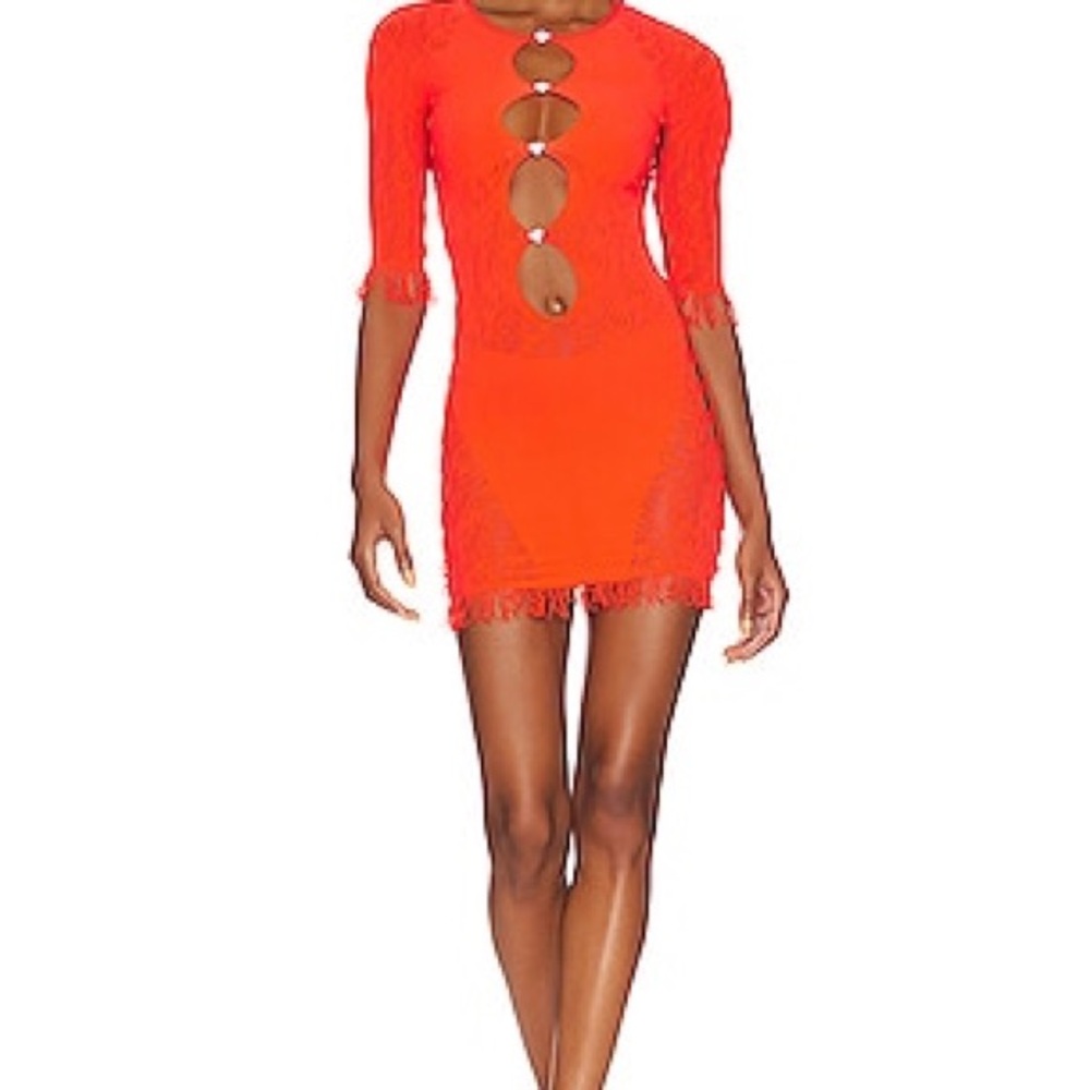 POSTER GIRL Miranda Dress Neon Mini Fringe Bodycon Cutout
